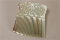 Rare Chinese Celadon Jade Hair Comb,
