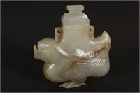 Magnificent Chinese Jade Figural Vase and Cover,