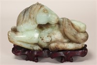 Large Chinese Qing Dynasty Carved Jade Horse,