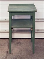 Primitive Oak Stand Painted Old Blue/Green Paint