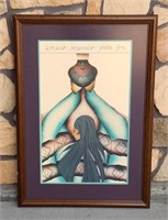 1984 Print Navajo Woman & Pot Amado Maurilio Pena