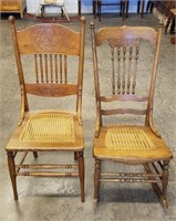 Antique Pressback Rocking Chair & Side Chair