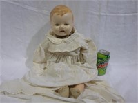 Antique Doll CHristening Gown Cracks Damage