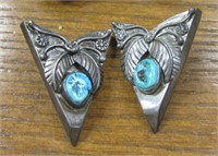 Navajo Sterling Silver Turquoise Collar Tips Begay
