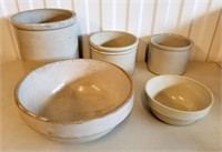Vintage Stoneware Crocks & Red Wing Milk Pan