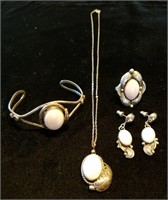 Navajo Pink Shell Sterling Silver Jewelry Set