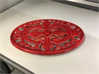 Oval Red Wrought Iron Trivet