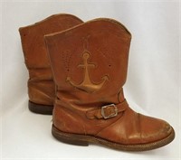 1950s Childs Handmade Cowboy Boots Ship Anchor