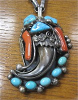 Vintage Navajo Necklace Turquoise Silver Claw