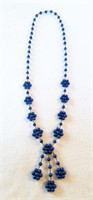 1920s Faux Lapis Lazuli 24" Beaded Necklace