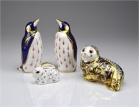 Four Royal Crown Derby porcelain paperweights
