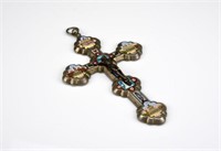 Italian micro-mosaic cross pendant