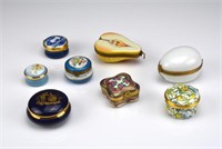 Eight porcelain pill boxes