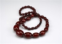 Cherry red Bakelite beaded necklace