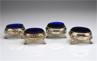 Assembled set of four Victorian silver salts