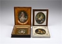 Four antique portrait miniatures
