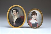 Two hand painted portrait miniatures