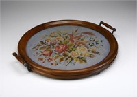Circular antique English beaded tray