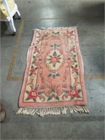 Pink floral Chinese throw rug  2 by 4
