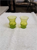 Pr of green Baccarat vases