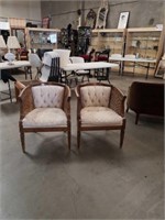 Pair of Walnut and cane occ.chairs