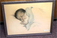 13" X 17" FRAMED PICTURE OF SLEEPING