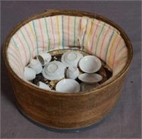 Miniature Ironstone Dishes and Hatbox