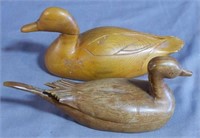 Carved, Signed Wooden Ducks