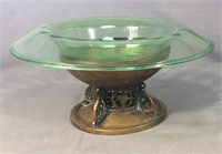 Rare Artist Signed Copper Based Glass Bowl
