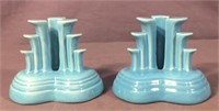 2 Turquoise Fiesta Candle Holders