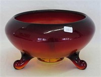 Stretch Glass turned in centerpiece bowl - red