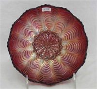 Peacock Tail 7" IC shaped bowl - red