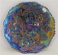 Fenton's Peacock at Urn 9" plate - blue