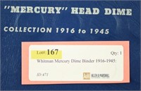 Whitman Mercury Dime Binder 1916-1945: 73 Coins