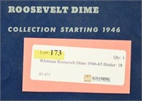 Whitman Roosevelt Dime 1946-65 Binder: 18 Silver