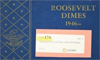 Whitman Roosevelt Dime 1946-61D Binder: 49 Silver