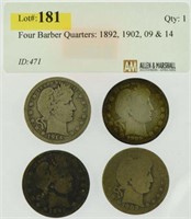 Four Barber Quarters: 1892, 1902, 09 & 14