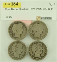 Four Barber Quarters: 1899, 1905, 09D & 14