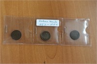 3 Indian Head Pennies 1882-1884