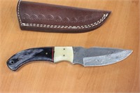 8.5" Damascus Full Tang Knife Bone Handle