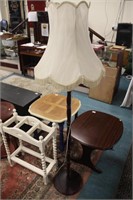 Wooden standard lamp.