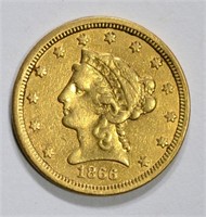 1866-S $2.50 GOLD LIBERTY, XF
