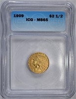 1909 $2.50 GOLD INDIAN ICG MS65