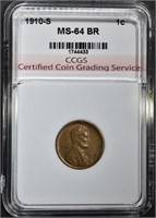 1910-S LINCOLN CENT CCGS CH BU BR