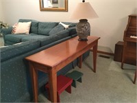 Wood Sideboard Table & Lamp