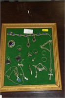 Tray of silver jewelry