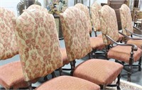 JACOBEAN STYLE DINING CHAIRS 8X BID UPHOLSTERED