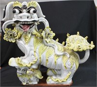 CHINESE FOO DOGS - PAINTED TERRA COTTA EACH