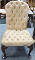 QUEEN ANNE STYLE SIDE CHAIR WITH TUFTED LEATHER