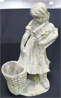 STATUE OF GIRL WITH BASKET COMPOSITE MATERIAL -